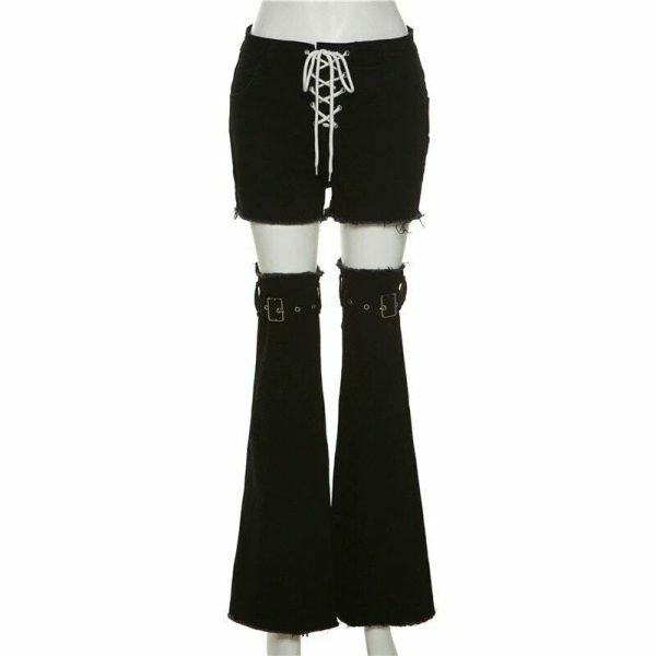 Y2K High Waist Wide Leg Trousers - Streetwear Fashion