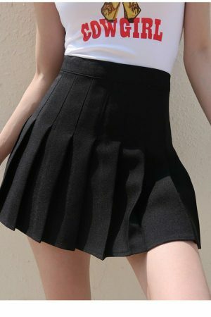 Y2K High Waisted A-Line Tennis Skirt in White/Black - French Retro Streetwear