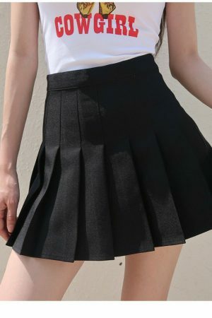 Y2K High Waisted A-Line Tennis Skirt in White/Black - French Retro Streetwear