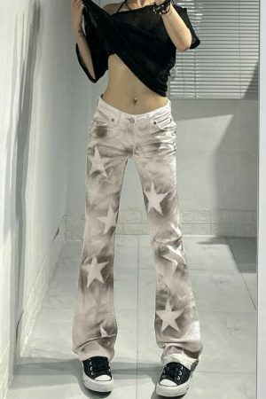 Y2K High Waisted Retro Jeans Streetwear Aesthetic Vintage 90s Casual Trousers