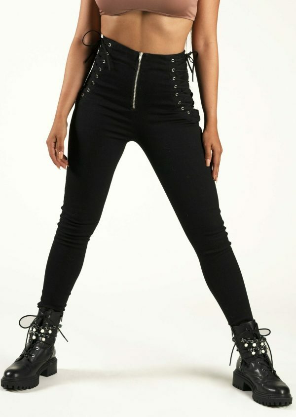 Y2K High Waisted Skinny Fit Stretchy Black Pants