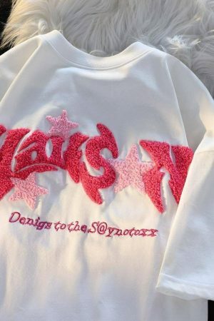 Y2K Hip Hop Retro Portrait Streetwear Tee Unisex Rapper Oversized Top Embroidered Letter T-shirt