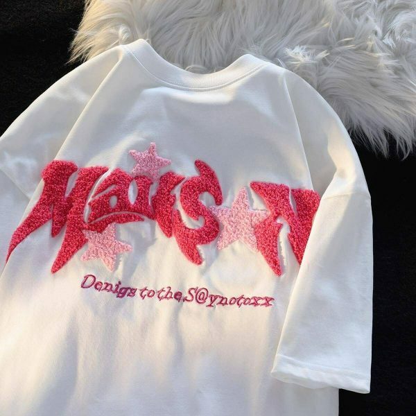 Y2K Hip Hop Retro Portrait Streetwear Tee Unisex Rapper Oversized Top Embroidered Letter T-shirt