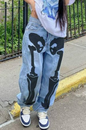 Y2K Hip Hop Skull Print Cargo Pants for Streetwear Fashion