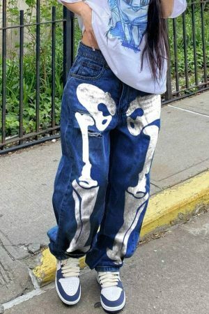 Y2K Hip Hop Skull Print Cargo Pants for Streetwear Fashion