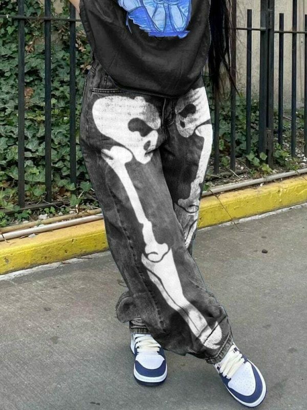 Y2K Hip Hop Skull Print Cargo Pants for Streetwear Fashion