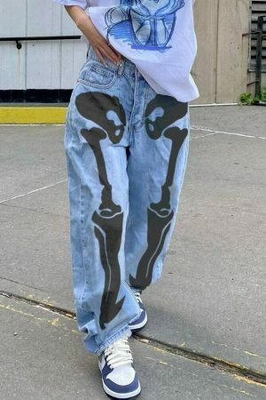 Y2K Hip Hop Skull Print Cargo Pants for Streetwear Fashion