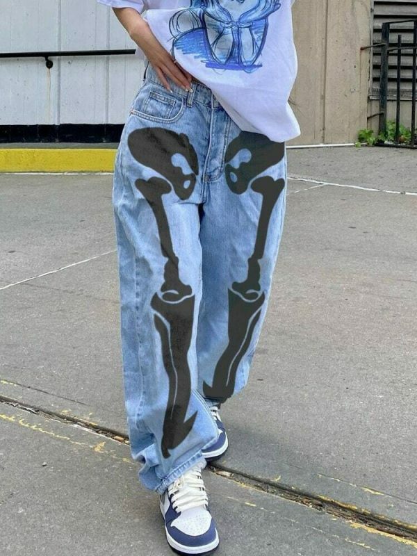 Y2K Hip Hop Skull Print Cargo Pants for Streetwear Fashion