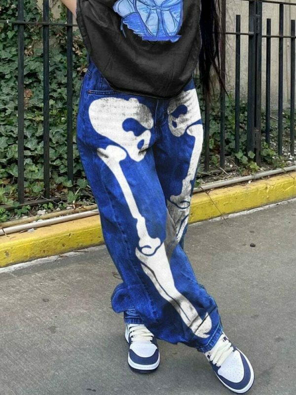 Y2K Hip Hop Skull Print Cargo Pants for Streetwear Fashion