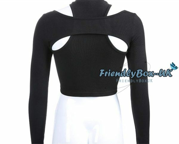 Y2K Hollow Knit Crop Top Black White Long Sleeve Streetwear Sweater