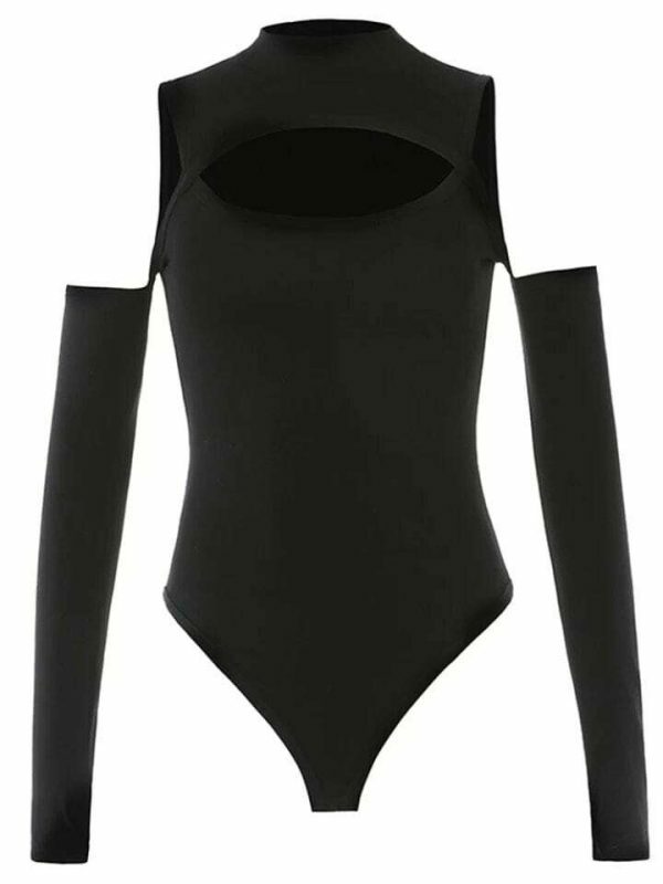 Y2K Hollow Out Black Bodysuit