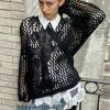 Y2K Hollow Out Crochet Mesh Streetwear Sweater