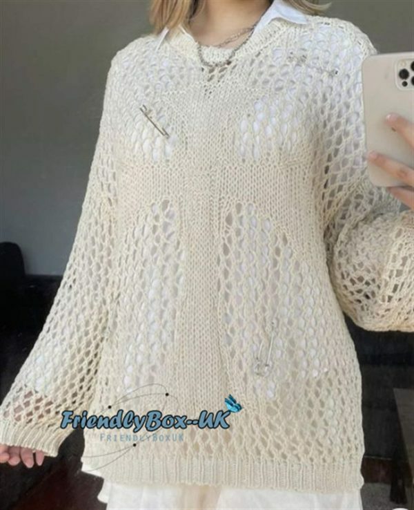 Y2K Hollow Out Crochet Mesh Streetwear Sweater