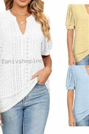 Y2K Hollow Out V-Neck Short Sleeve Blouse - Streetwear Fashion Top