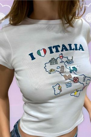 Y2K Italia Angel Baby Crop Top - 2000s Aesthetic Tee