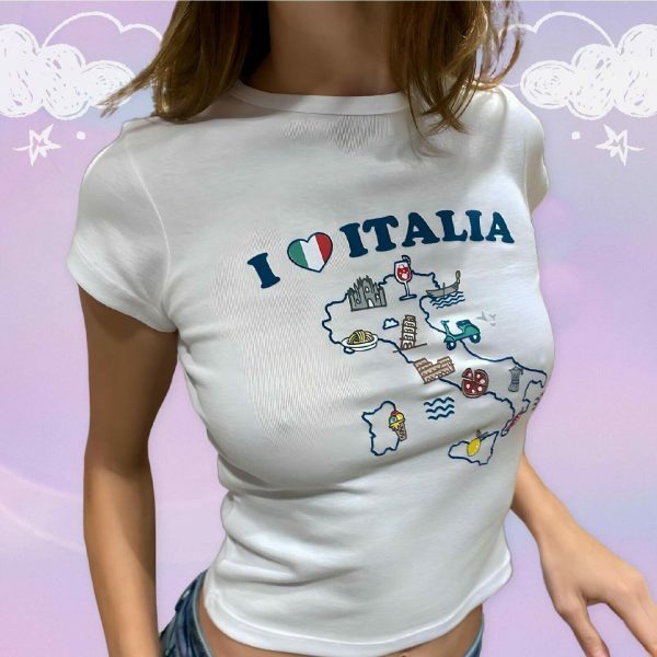 Y2K Italia Angel Baby Crop Top - 2000s Aesthetic Tee