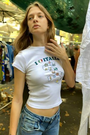 Y2K Italia Angel Baby Crop Top - 2000s Aesthetic Tee