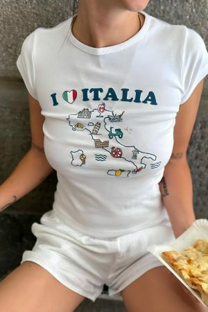 Y2K Italia Angel Baby Crop Top - 2000s Aesthetic Tee