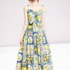 Y2K Italian Mosaic Print Streetwear Maxi Dress