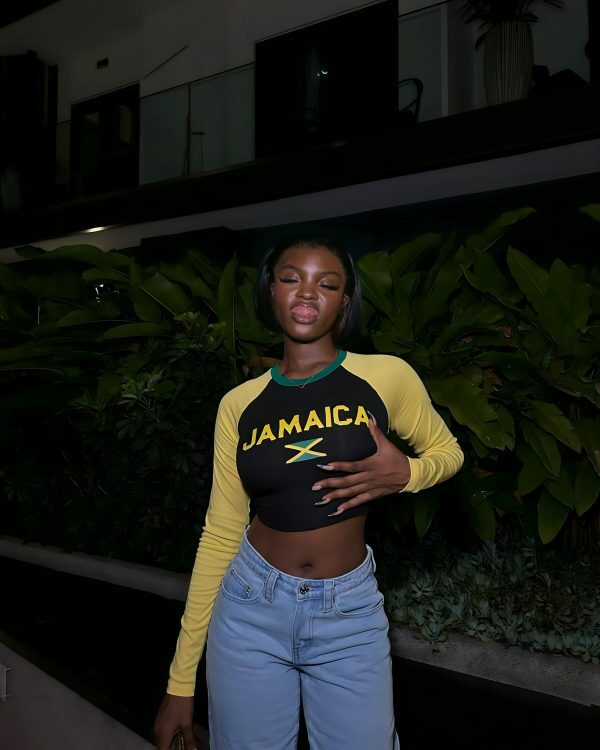 Y2K Jamaica Long Sleeve Crop Top - Soccer Baby Tee, Vintage Streetwear Jersey