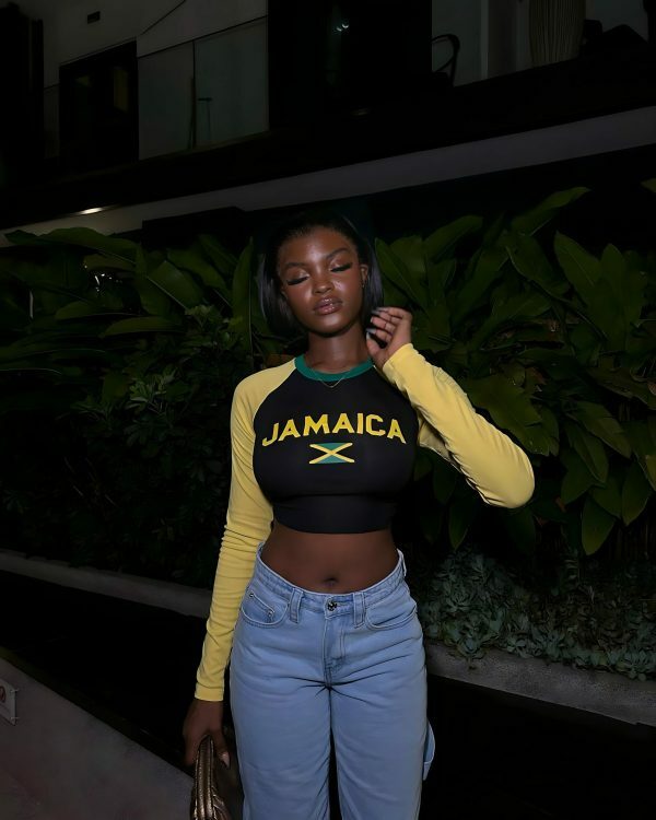 Y2K Jamaica Long Sleeve Crop Top - Soccer Baby Tee, Vintage Streetwear Jersey