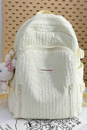 Y2K Japanese Pleated Backpack for Travel and School