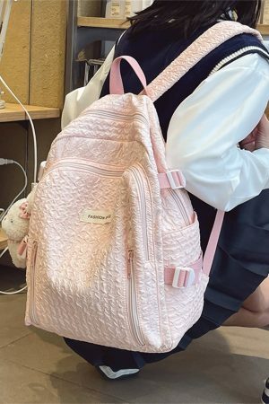 Y2K Japanese Pleated Backpack for Travel and School