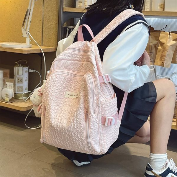 Y2K Japanese Pleated Backpack for Travel and School