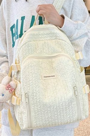 Y2K Japanese Pleated Backpack for Travel and School