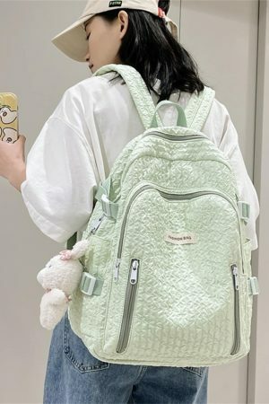 Y2K Japanese Pleated Backpack for Travel and School