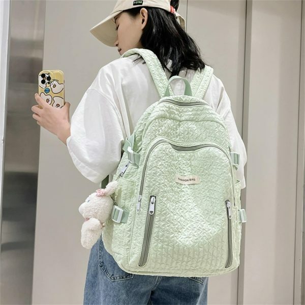 Y2K Japanese Pleated Backpack for Travel and School