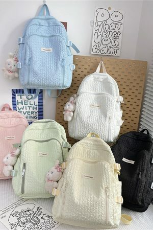 Y2K Japanese Pleated Backpack for Travel and School