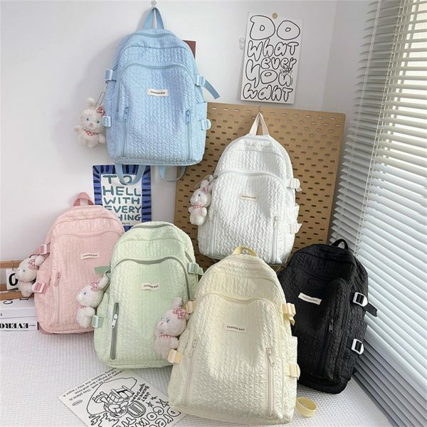 Y2K Japanese Pleated Backpack for Travel and School