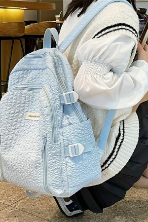 Y2K Japanese Pleated Backpack for Travel and School