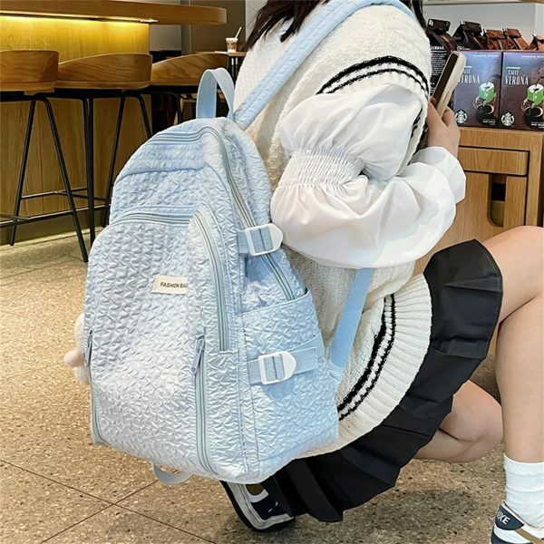 Y2K Japanese Pleated Backpack for Travel and School