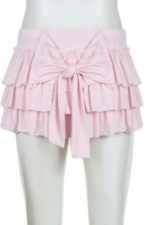 Y2K Japanese Sweet Low-Waisted Mini Skirt with Kawaii Lolita Aesthetics