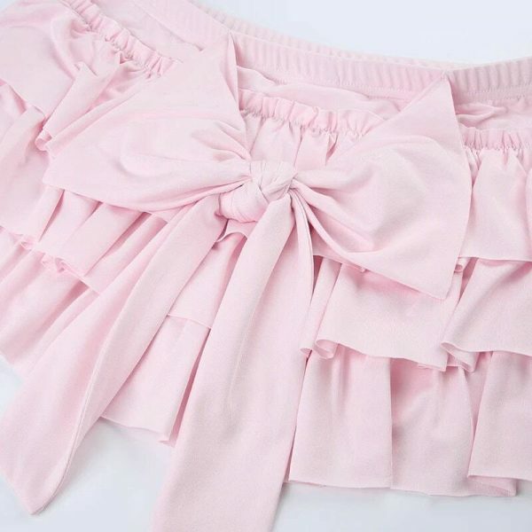 Y2K Japanese Sweet Low-Waisted Mini Skirt with Kawaii Lolita Aesthetics