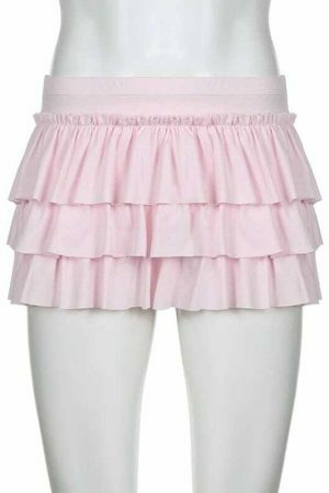 Y2K Japanese Sweet Low-Waisted Mini Skirt with Kawaii Lolita Aesthetics