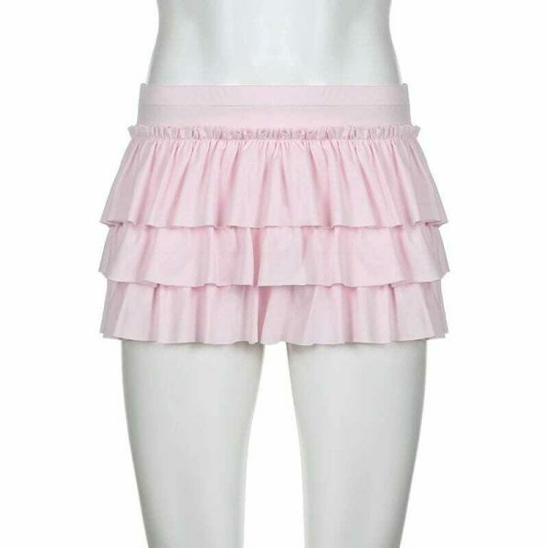 Y2K Japanese Sweet Low-Waisted Mini Skirt with Kawaii Lolita Aesthetics