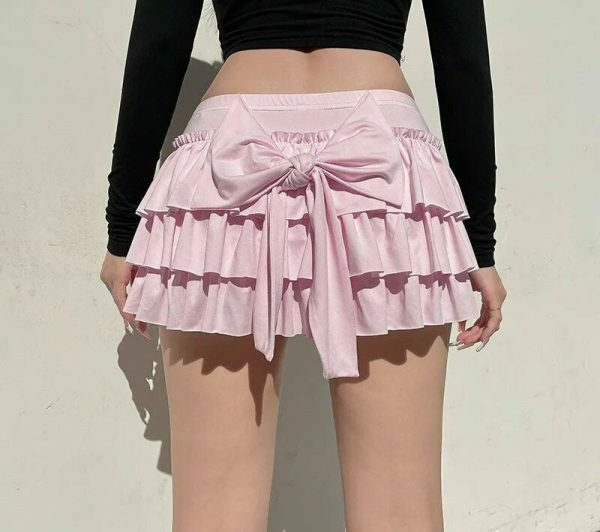 Y2K Japanese Sweet Low-Waisted Mini Skirt with Kawaii Lolita Aesthetics