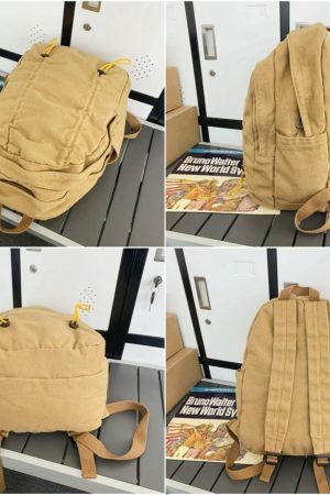 Y2K Japanese Washed Canvas Drawstring Backpack - Large Capacity Nylon Streetwear Bag - Cute Gift for Her