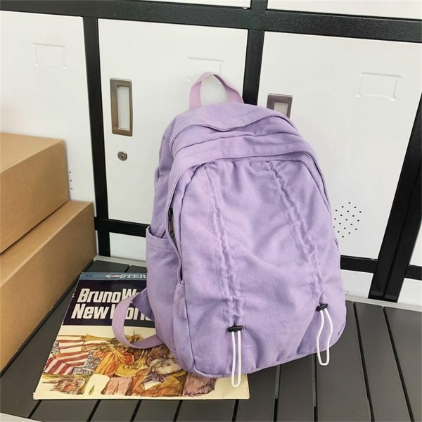 Y2K Japanese Washed Canvas Drawstring Backpack - Large Capacity Nylon Streetwear Bag - Cute Gift for Her