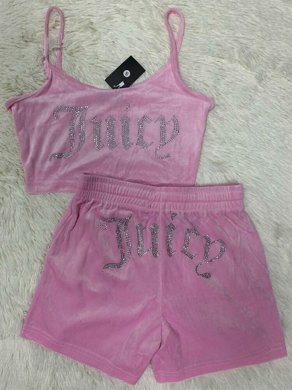 Y2K Juicy Velvet Two-Piece Sleeveless Tank & Crop Top