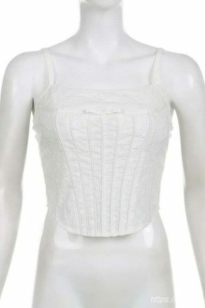 Y2K Kawaii Lolita Crochet Sleeveless Bustier Top