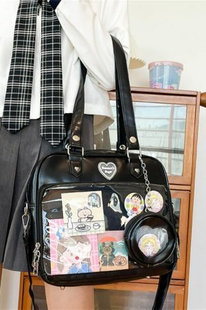 Y2K Kawaii Lolita Ita Bag with Transparent Window & JK Schoolgirl Shoulder Bag