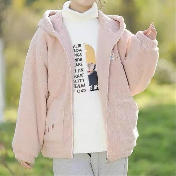 Y2K Kawaii Rabbit Hoodie with Shoulder Sleeve Zipper Coat