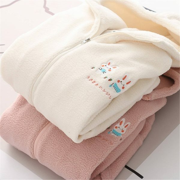 Y2K Kawaii Rabbit Hoodie with Shoulder Sleeve Zipper Coat