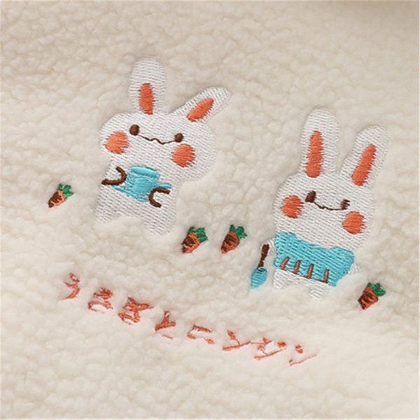 Y2K Kawaii Rabbit Hoodie with Shoulder Sleeve Zipper Coat