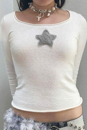 Y2K Kawaii Star Streetwear Longsleeve Top