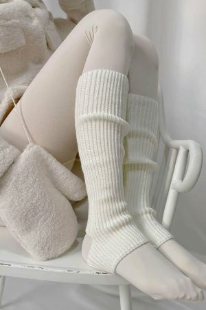 Y2K Knit Leg Warmers with Exposed Heel